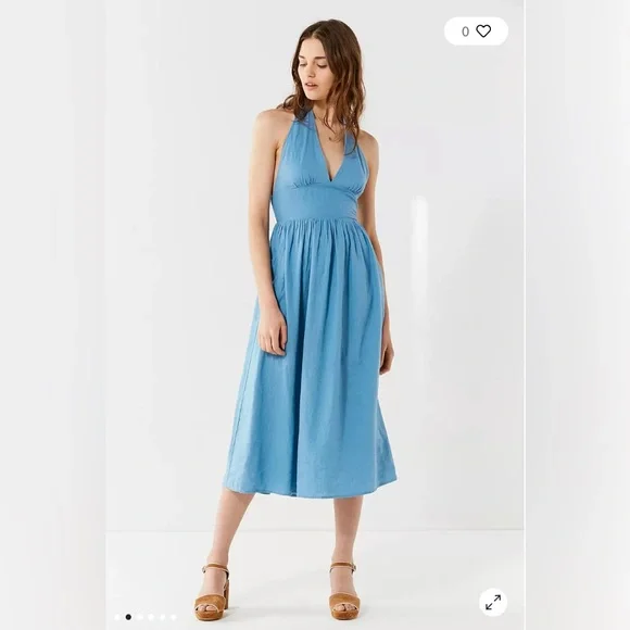 Urban Outfitters Betsey Niagara blue halter midi dress - Picture 1 of 6